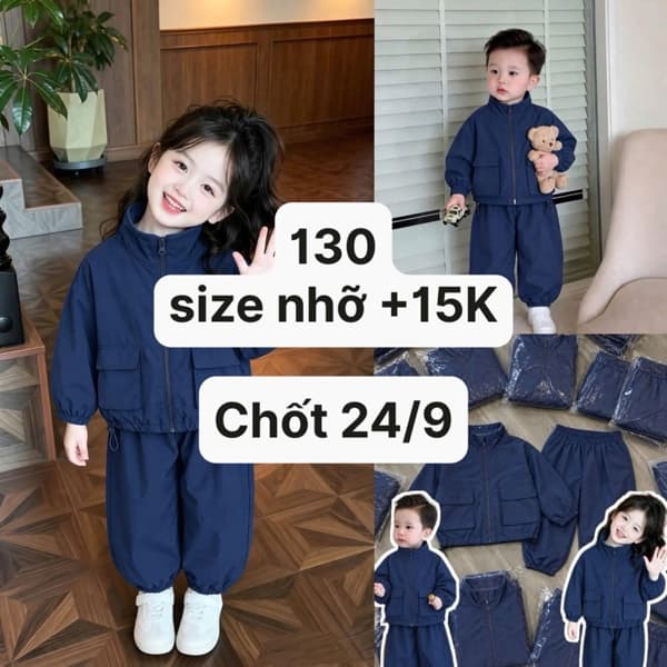 24/09 Bộ gió khoá kéo cho bé #U0500 - Than - 170