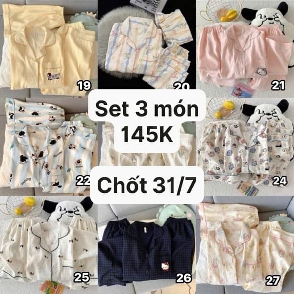 31/07 Set pijama 3 món #N31753 - Set 2 - M