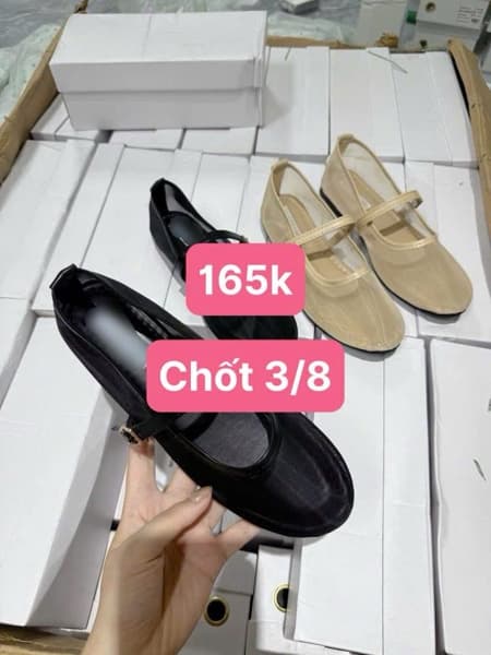 03/08 Giày búp bê lưới #N03807 - Đen - 35