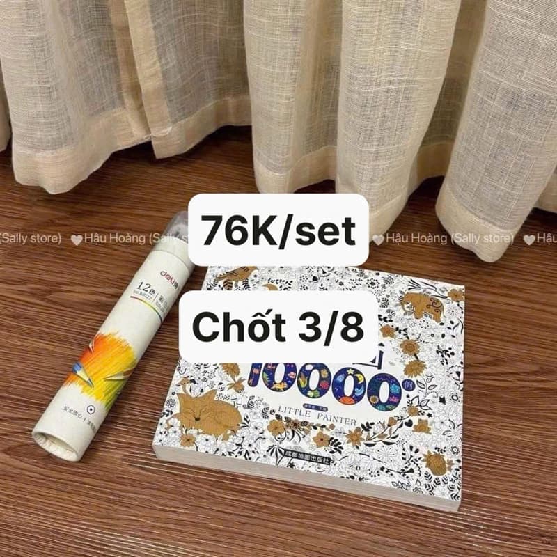 03/08 Set sách tô màu+12 bút màu chì #L3801