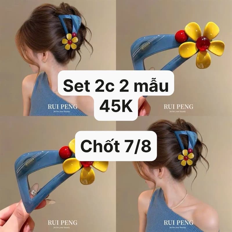 07/08 Set 2c kẹp tóc hoa #N07848