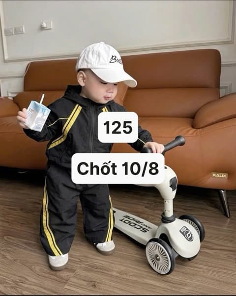 10/08 Bộ thể thao dài chất gió mềm cho bé #U0282 - Vàng - 100