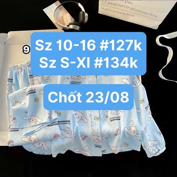 23/08 Bộ đồ ngủ dài tay hoạ tiết hoạt hình cho mẹ và bé #N230828 - M9 - 14