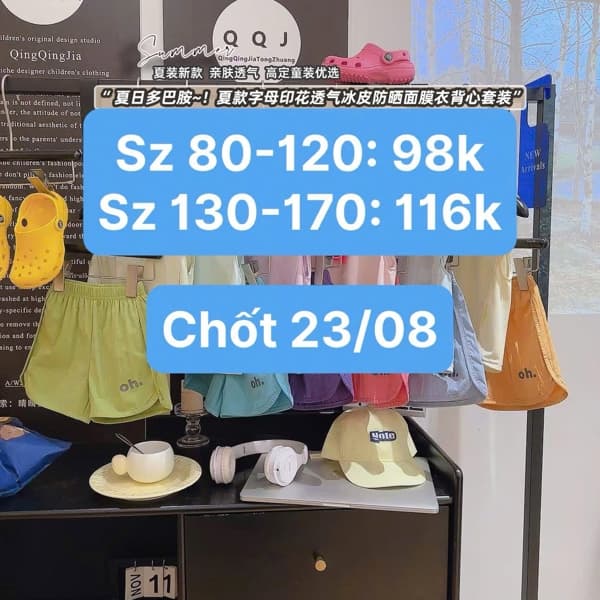 23/08 Set áo sát nách mix quần short cho bé #N230827 - M3 - 140