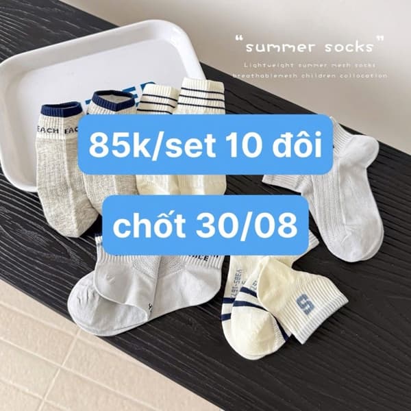 30/08 Set 10đ tất ngắn cho bé trai #N30825 - 6-8t