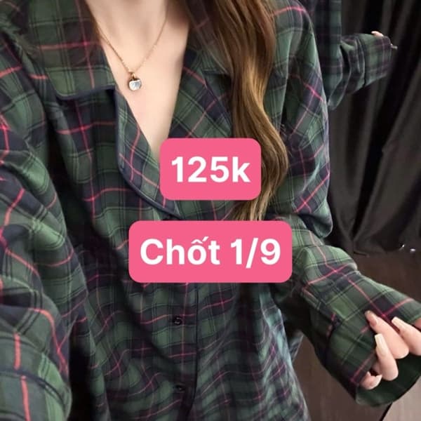 01/09 Bộ pijama dài kẻ xanh lá #N01938 - 2XL