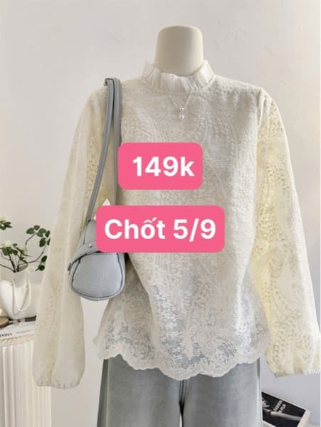 05/09 Áo ren dài tay cổ đứng tiểu thư #N05918 - L