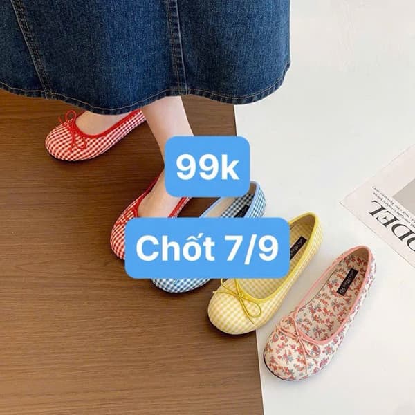 07/09 Giày bệt mũi tròn nơ #N07904 - Hoa nhí - 37