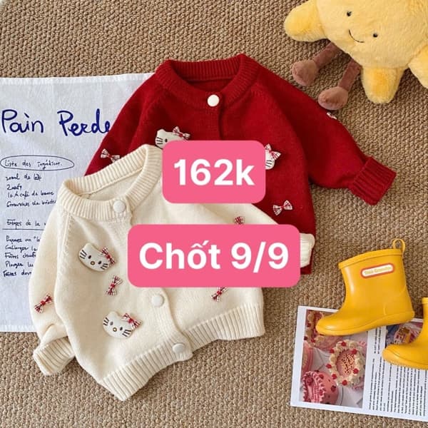 09/09 Áo cardigan mèo kitty TONGXINGYUAN #N09930 - Đỏ - 90