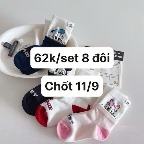 11/09 Set 8đ tất hoạ tiết hoạt hình cho bé #N11902 - M: 6-8t