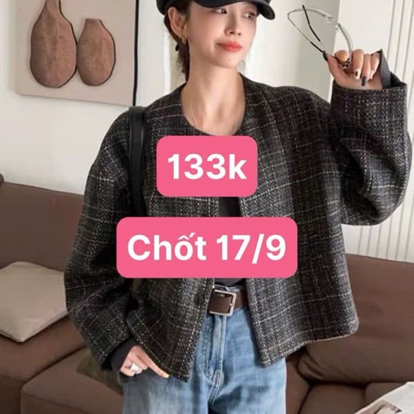 17/09 Áo khoác dạ tweed nữ #N17901 - XL