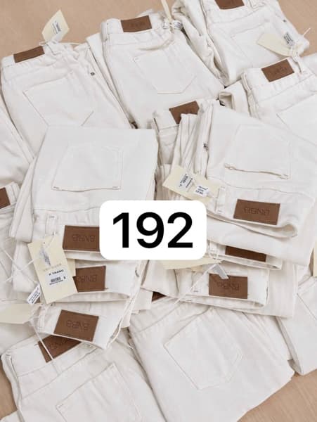 Quần jean trắng suông 10 tấc tag nâu - XL