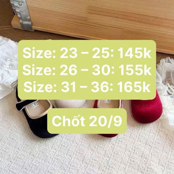 20/09 Giày búp bê nhung cho bé #N20915 - Đỏ - 26