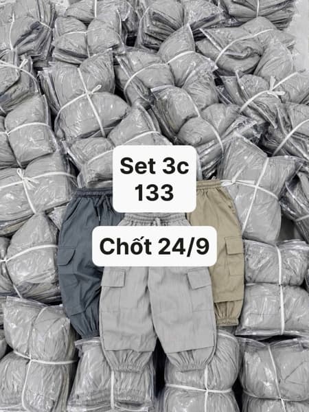 24/09 Set 3 quần gió túi hộp ống túm cho bé trai #U0375 - 110