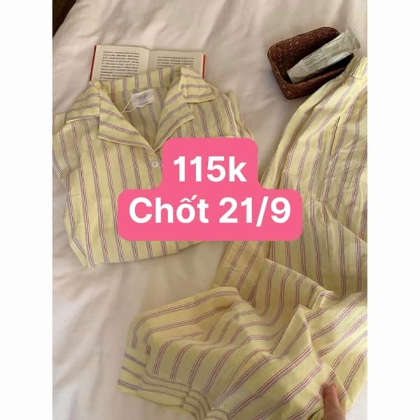 21/09 Set pijama nữ kẻ vàng #N21912 - XL