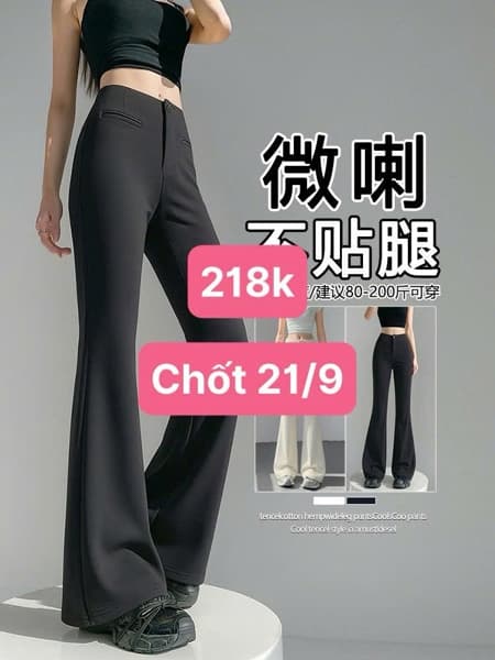 21/09 Quần cạp cao ống loe #N21954 - M1-đen - Dáng thường - L