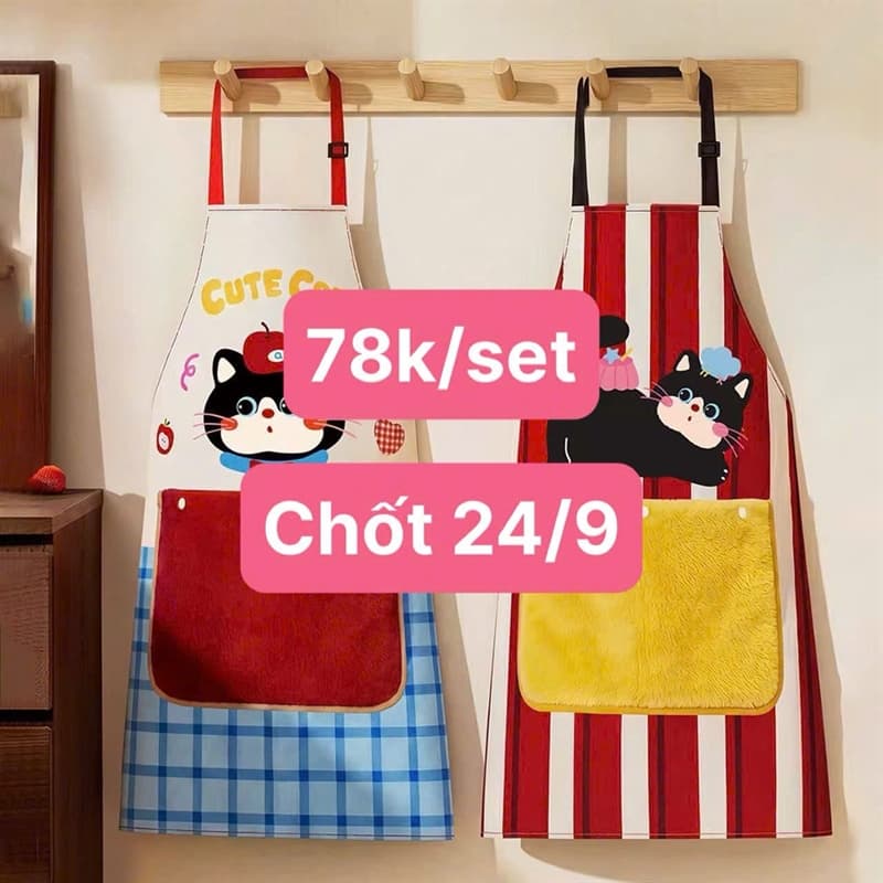 24/09 Set 2c tạp dề hoạ tiết #N24920