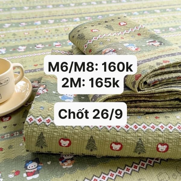26/09 Bộ ga xanh lá hoạ tiết giáng sinh #L26901 - 2m