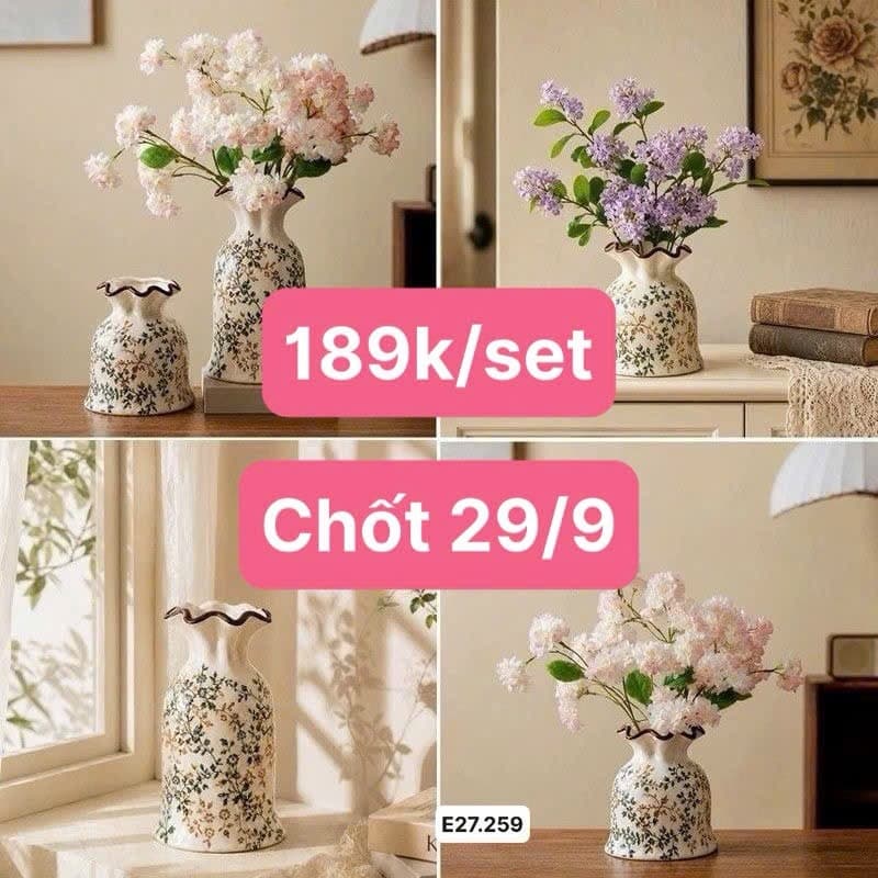 29/09 Set lọ hoa sứ #N29942