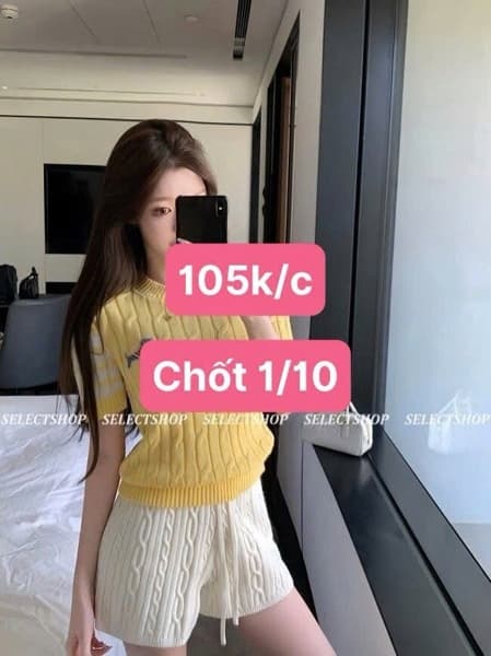 01/10 Áo len cộc tay kẻ 3 sọc thêu cún #M041028 - Đỏ - XL