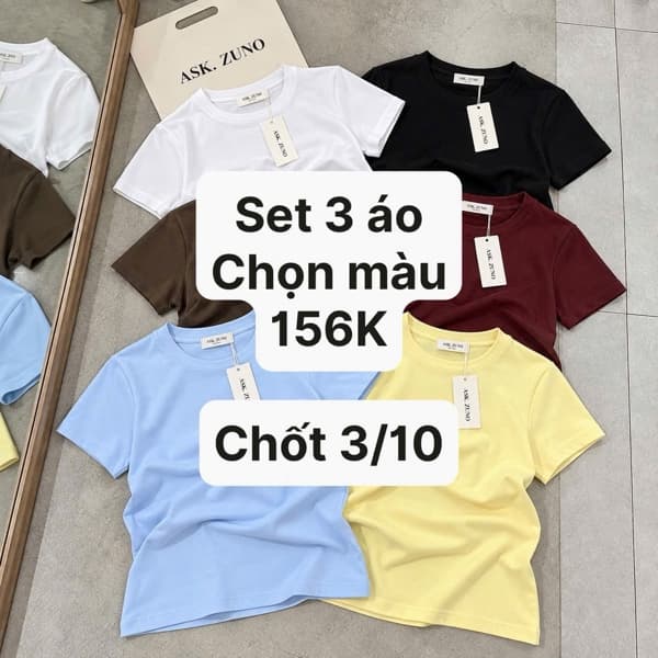 03/10 Set 3 áo zip màu trơn basic (giá 1 áo) #U31001 - Xanh cốm